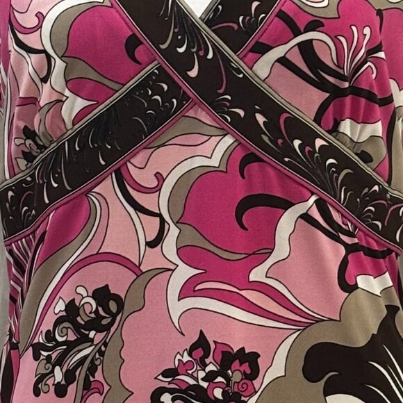 Tahari ASL Pink Sleeveless V-Neck Floral Dress | Women's Size 6 - Picture 9 of 9